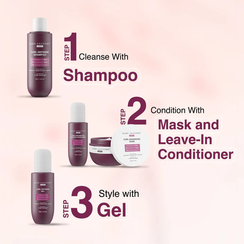 Bare Anatomy Curl Defining Kit - Shampoo Leave in Conditioner & Gel