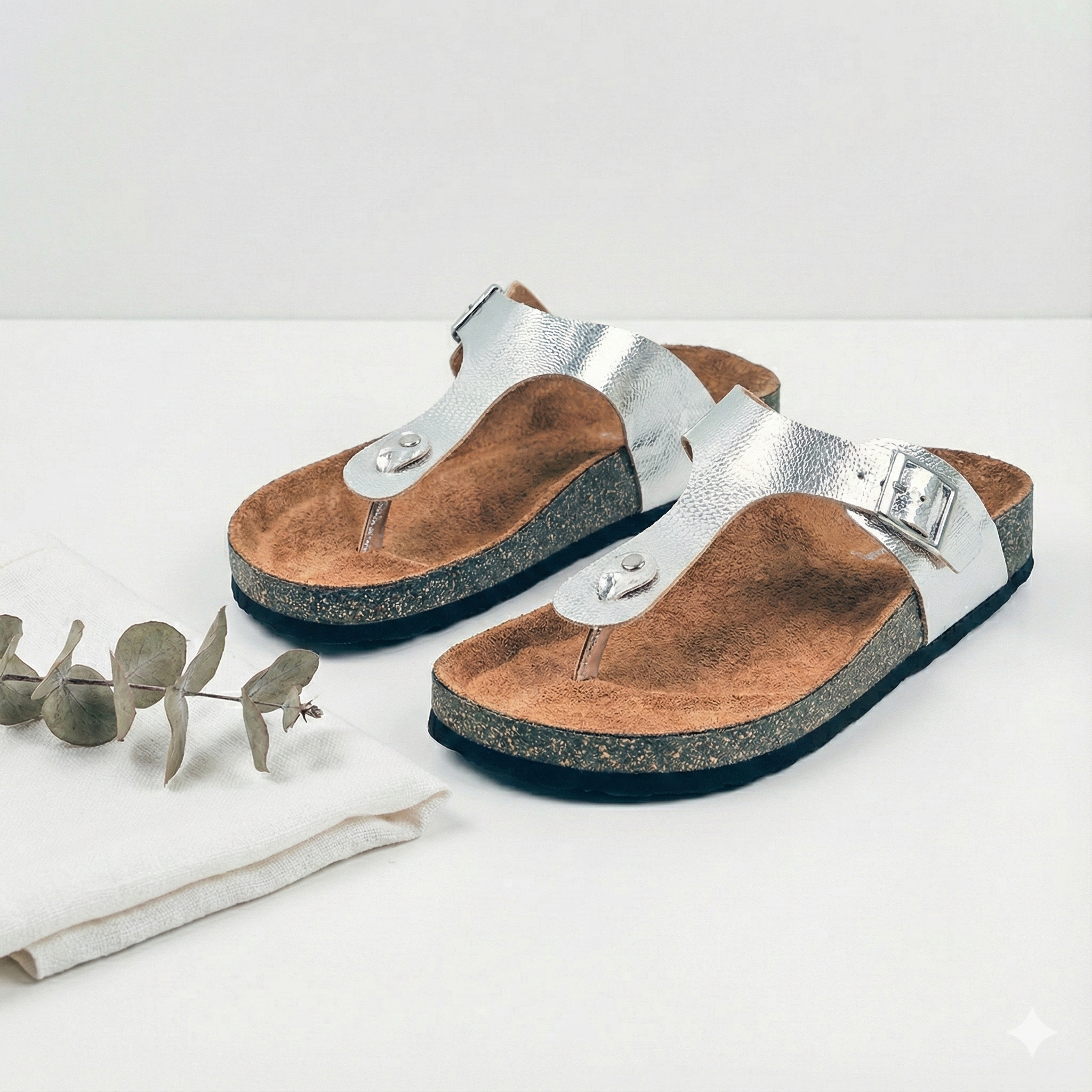 LYDC London - Silver L Grain Sandals for Women - Regent - Silver-L-Grain