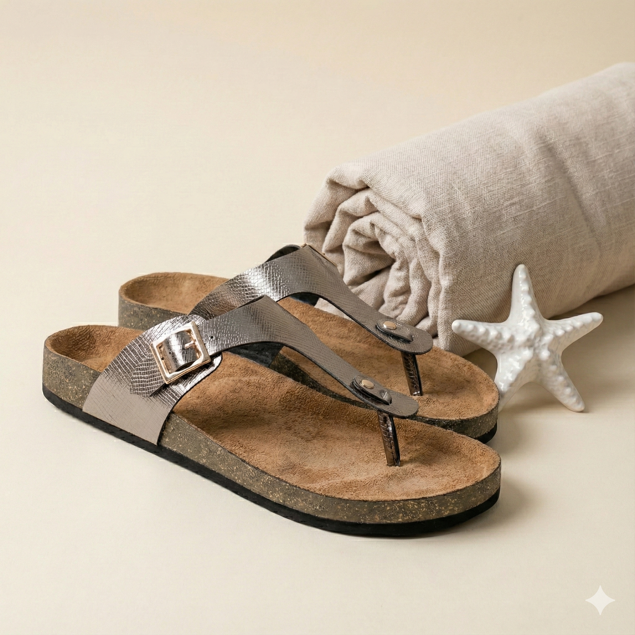 LYDC London - Gunmetal L Grain Sandals for Women - Regent - Gunmetal