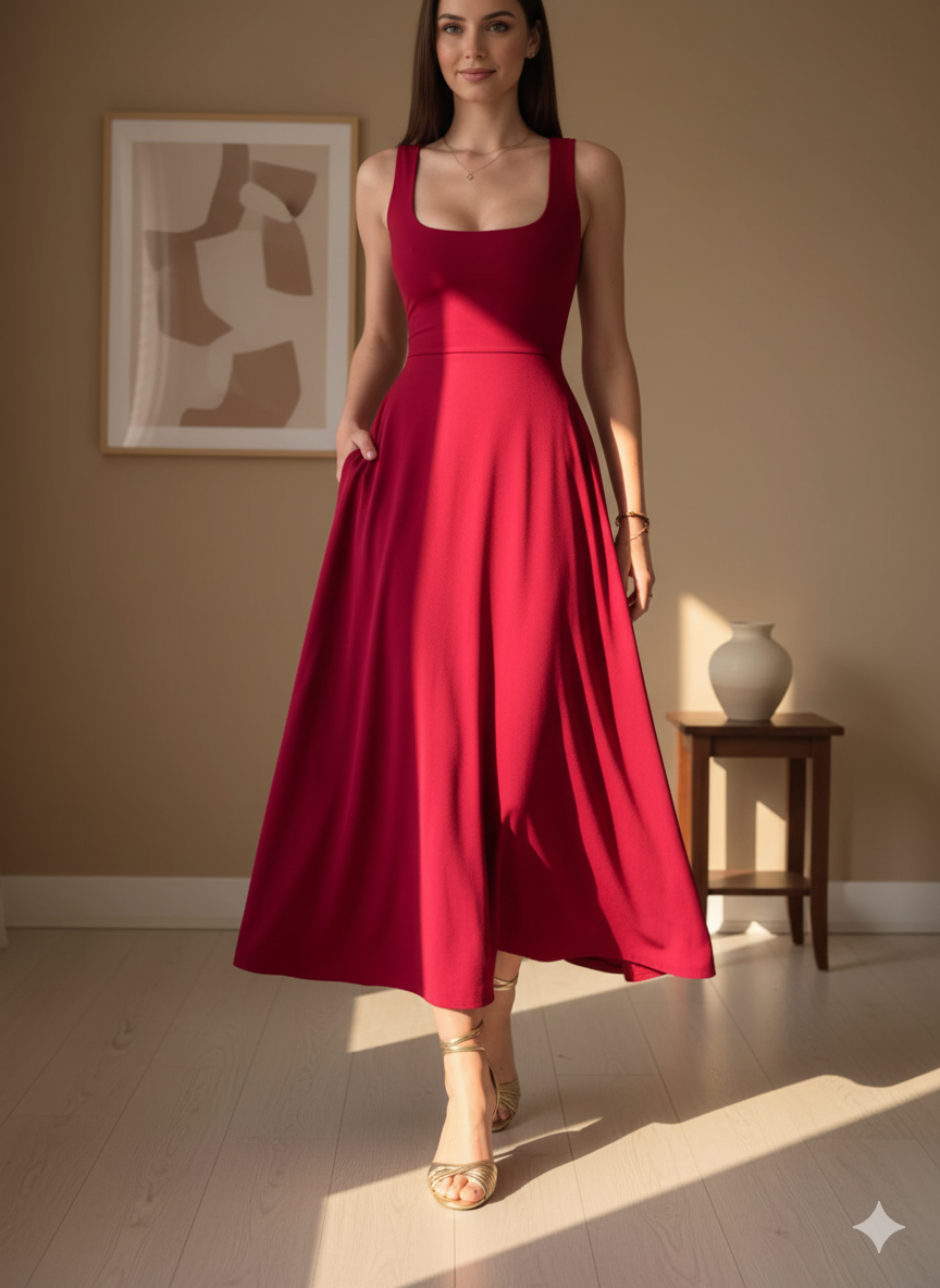 Studio OJS Waist Cinching Maxi Dress - Reversible - Red Wine
