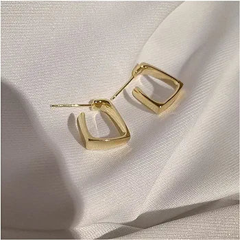 Salty Gold Shine Square Hoop Hugging Earrings