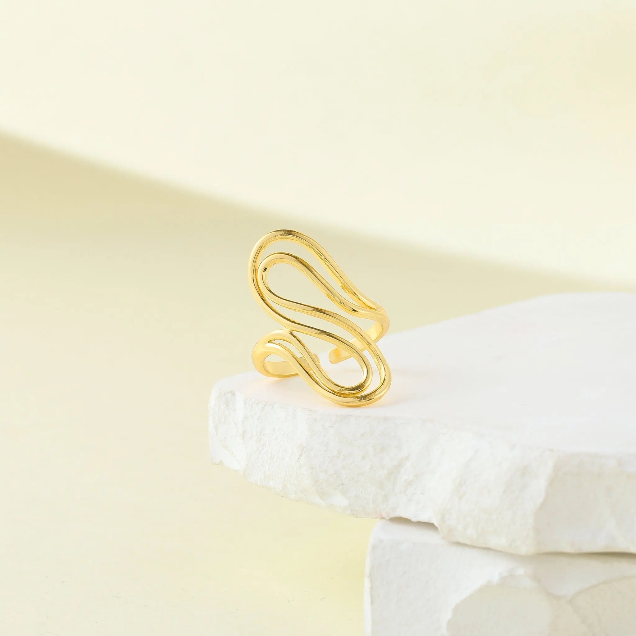 Salty Golden Wave Wrap Ring