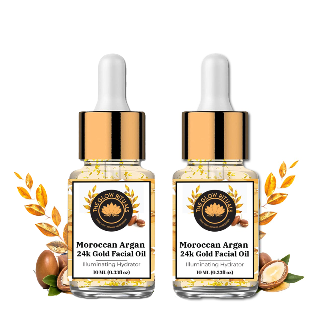 The glow rituals 24K Gold Leaf Moroccan Argan Oil - 10ml (Pack Of 2)