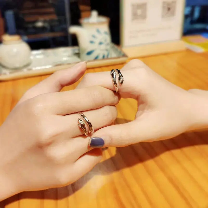 Salty Silver Hug Promise Ring - Adjustable - Anti Tarnish