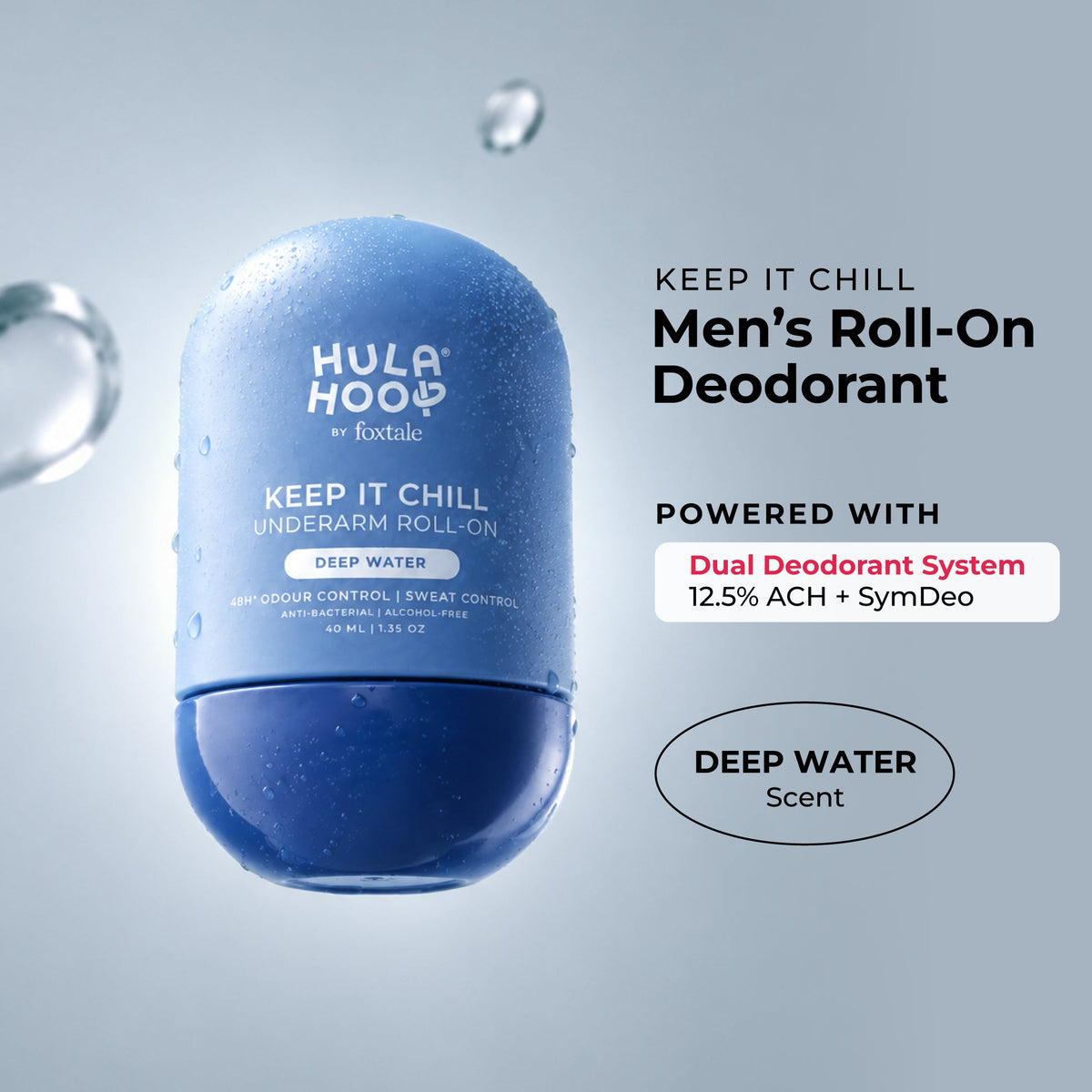 Foxtale Hula Hoop Men’s Roll-On Deodorant for Sweat & Odour Control