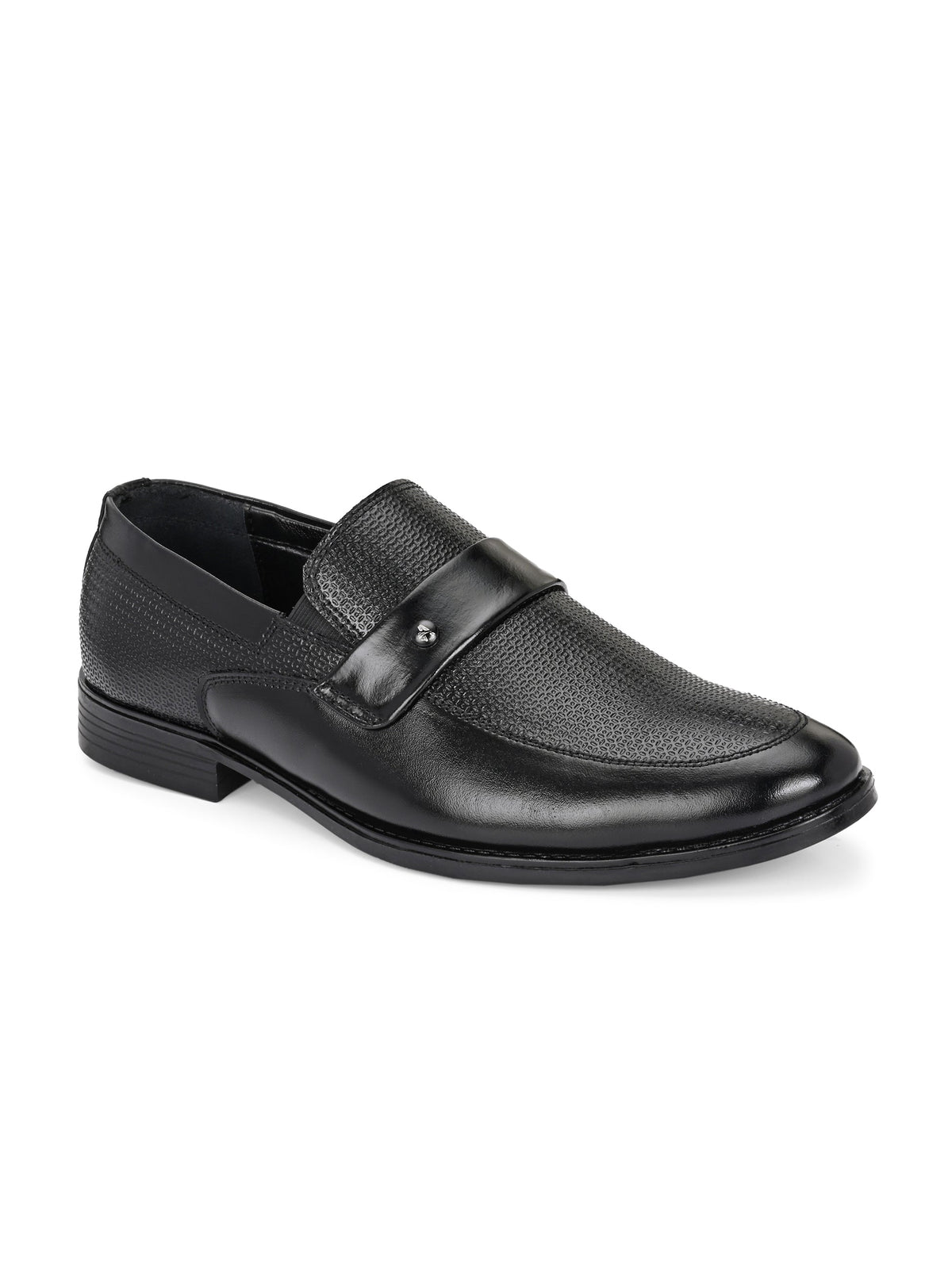 Hirolas Men's Executive Genuine Leather Moccasin Slip on Formal Shoes - Black