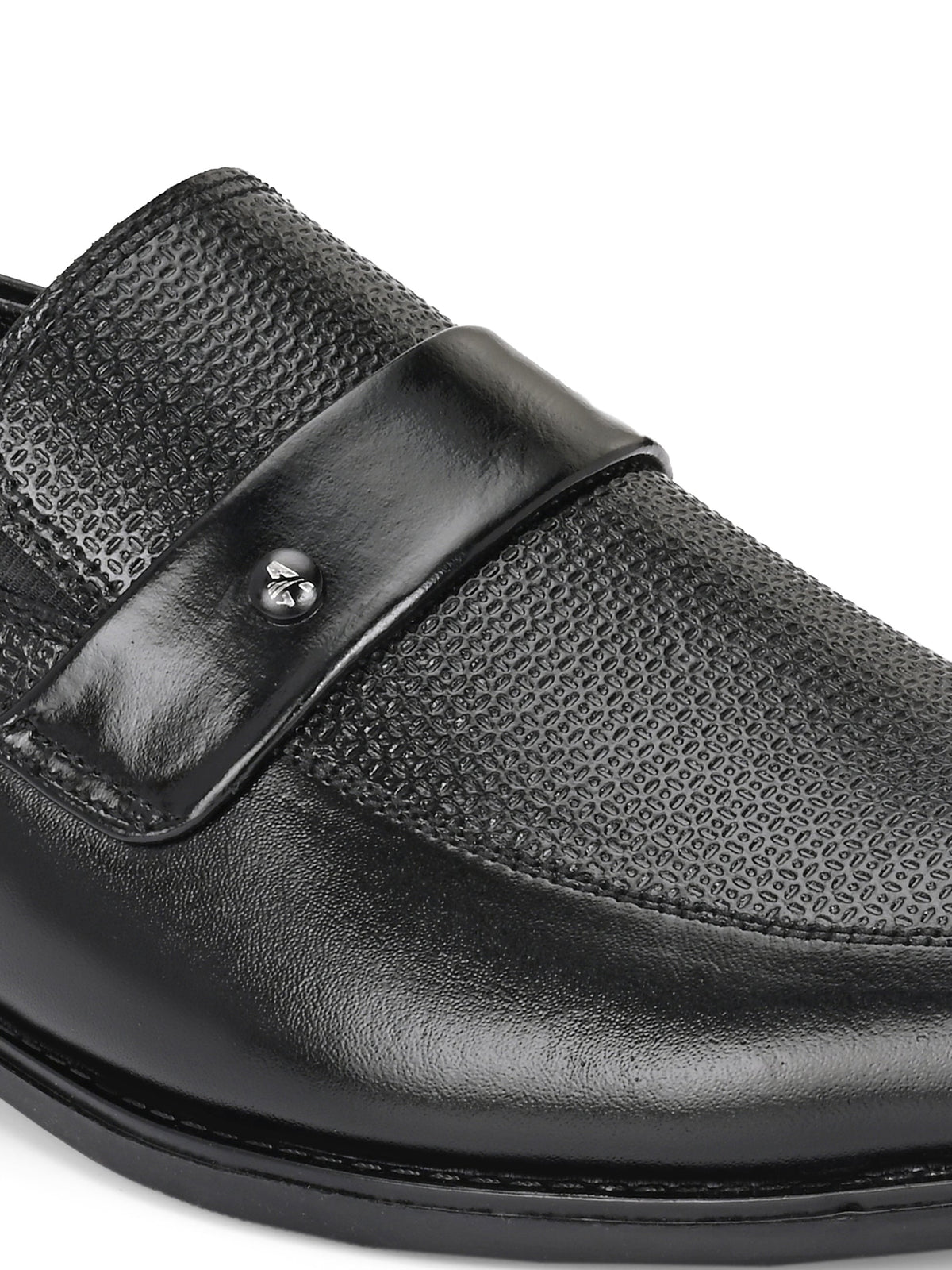 Hirolas Men's Executive Genuine Leather Moccasin Slip on Formal Shoes - Black