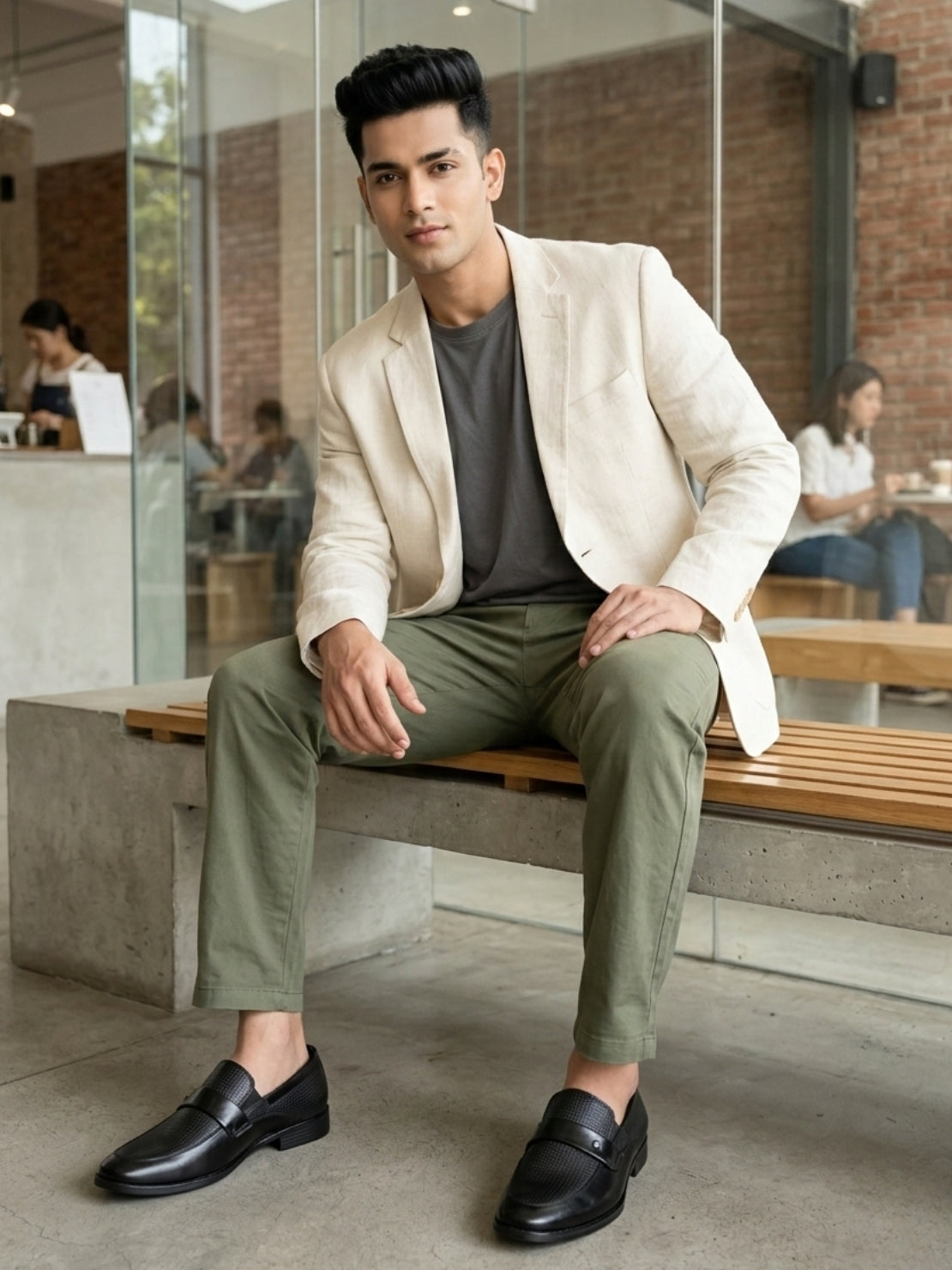 Hirolas Men's Executive Genuine Leather Moccasin Slip on Formal Shoes - Black