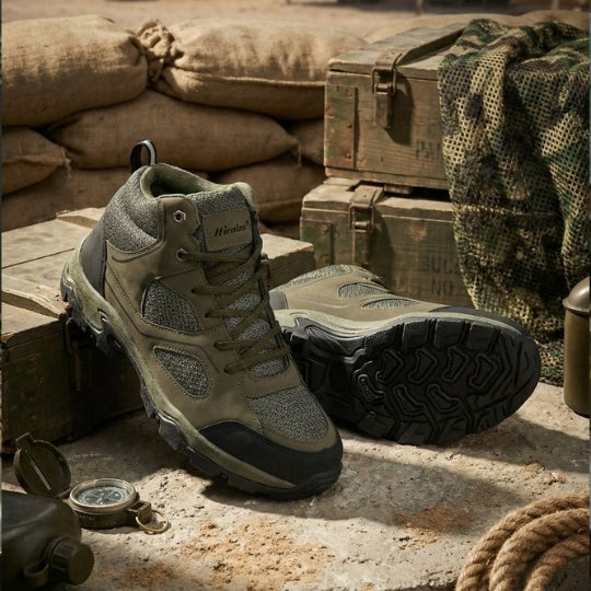 Hirolas Men's Outdoor Walking & Trekking Ankle Shoes - Olive