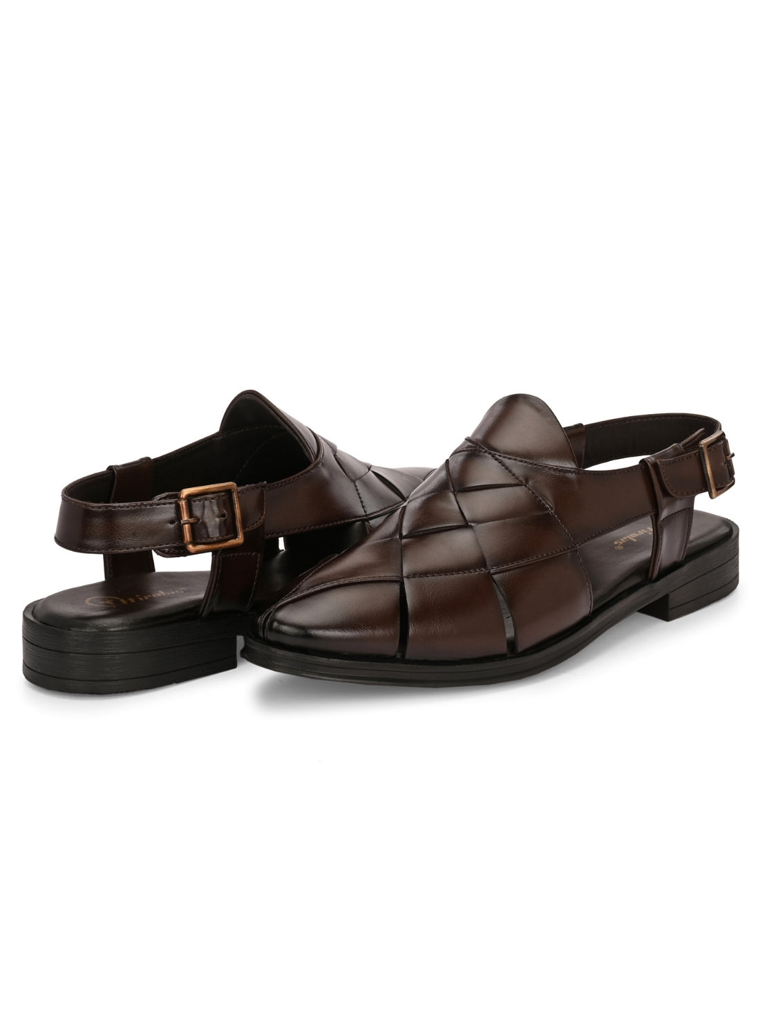 Hirolas Men's Peshawari Shoe Style Vegan Leather Roman Ethnic Sandal