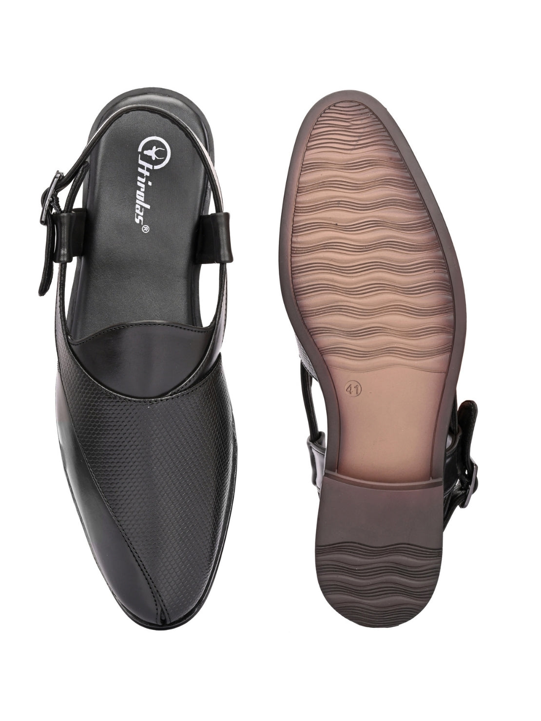 Hirolas Men's Peshawari Shoe Style Vegan Leather Roman Ethnic Sandal