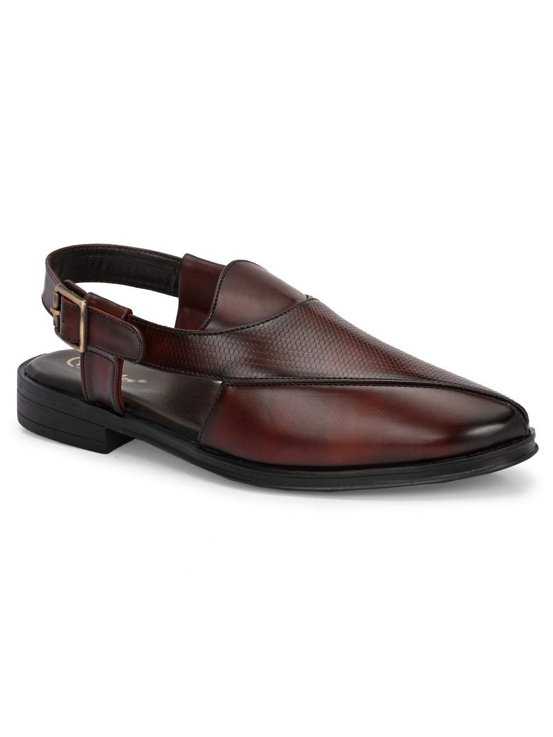Hirolas Men's Peshawari Shoe Style Vegan Leather Roman Ethnic Sandal
