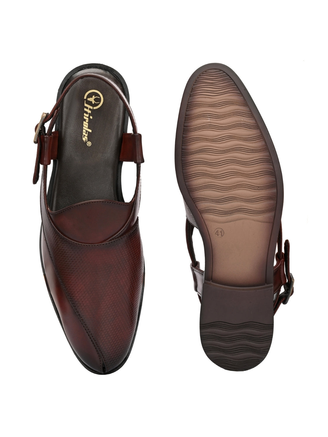 Hirolas Men's Peshawari Shoe Style Vegan Leather Roman Ethnic Sandal