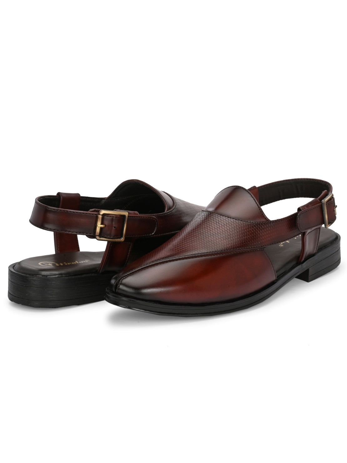 Hirolas Men's Peshawari Shoe Style Vegan Leather Roman Ethnic Sandal