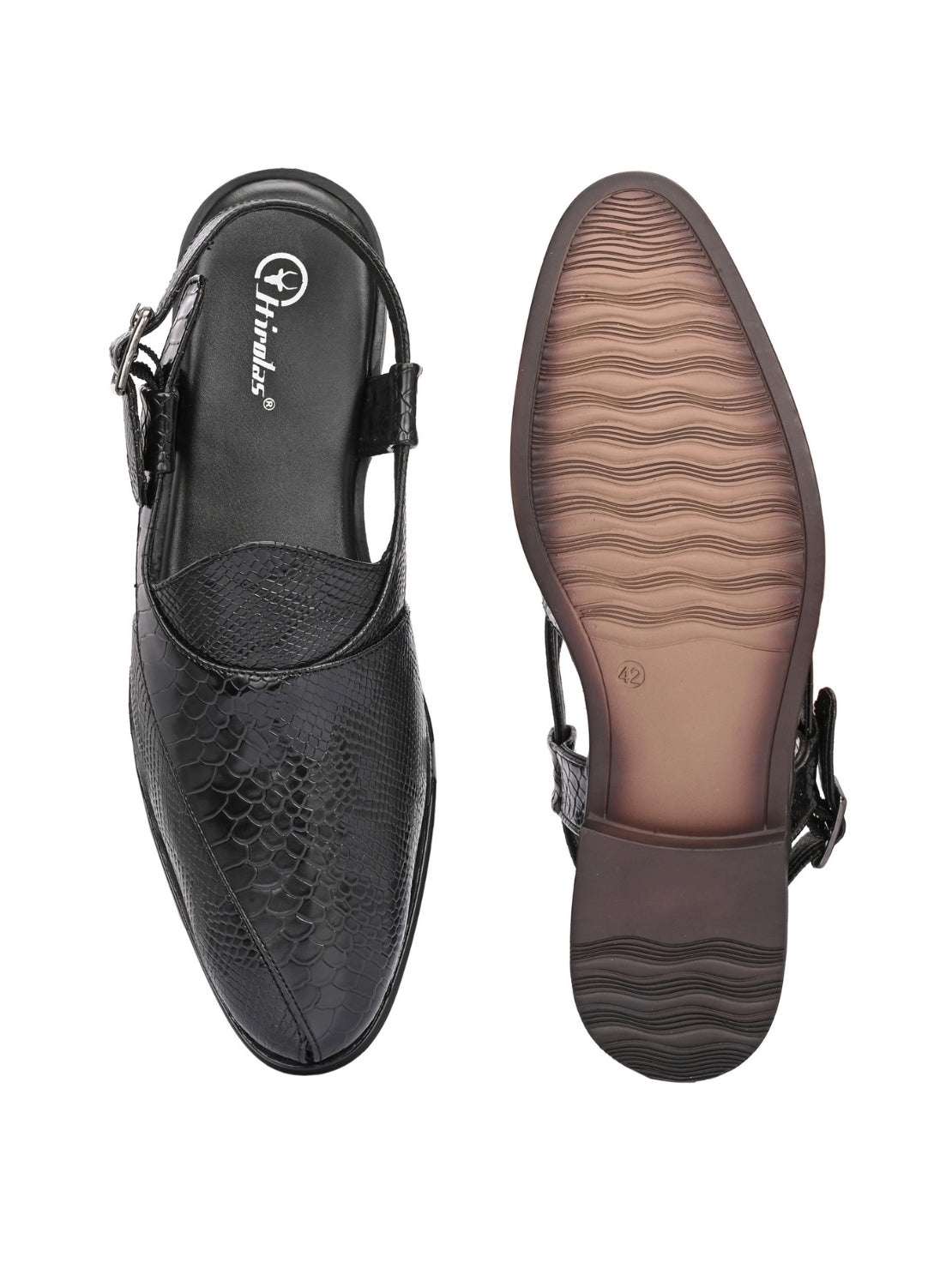 Hirolas Men's Peshawari Shoe Style Vegan Leather Roman Ethnic Sandal