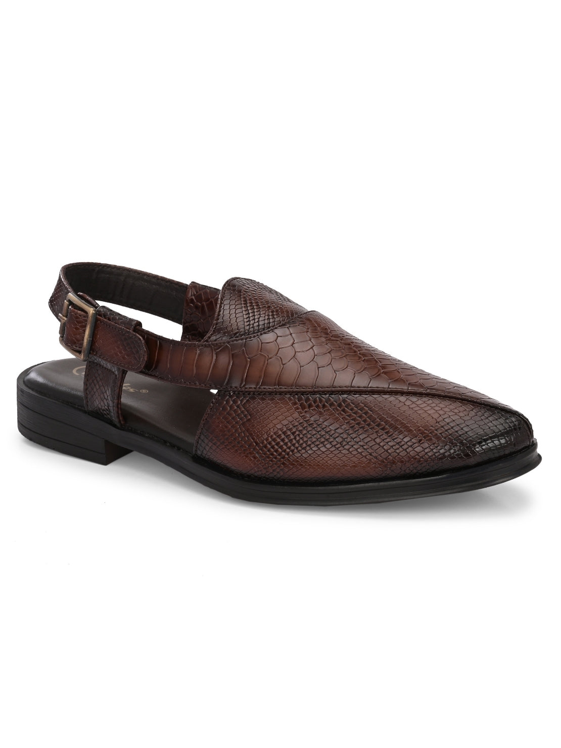 Hirolas Men's Peshawari Shoe Style Vegan Leather Roman Ethnic Sandal