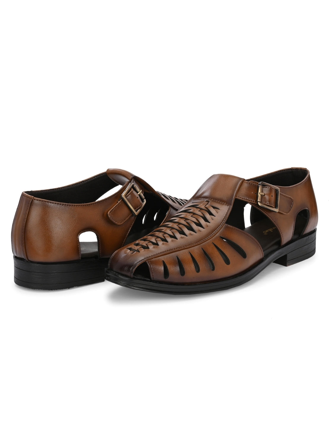Hirolas Men's Peshawari Shoe Style Vegan Leather Roman Ethnic Sandal