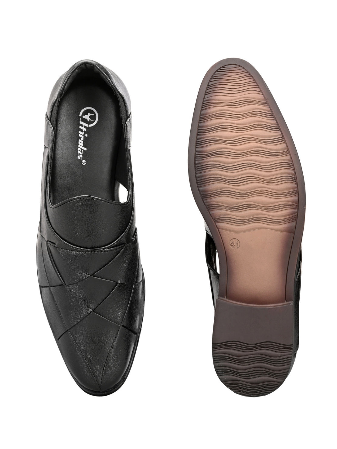 Hirolas Men's Peshawari Shoe Style Vegan Leather Roman Ethnic Sandal