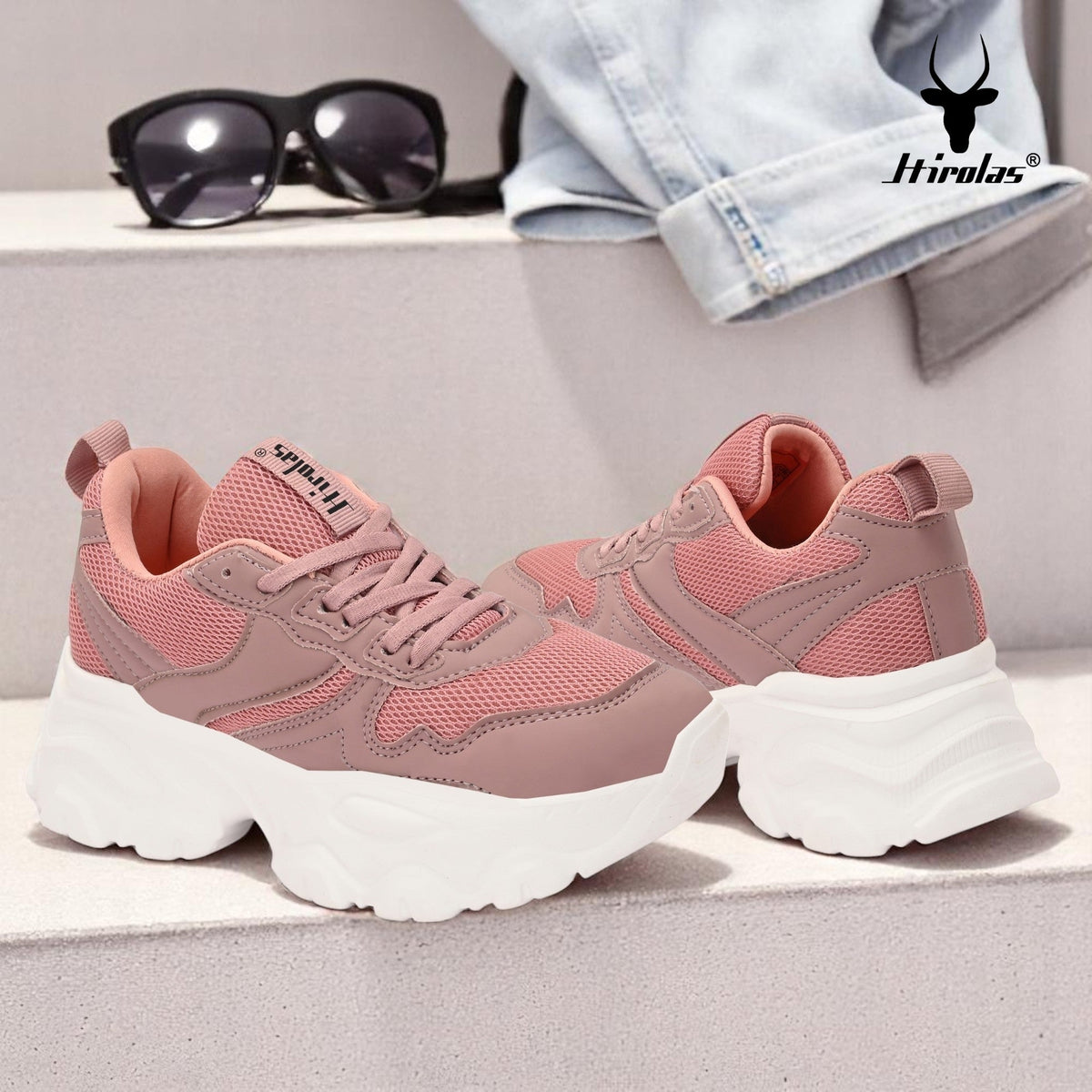 Hirolas Chunky Mesh & Synthetic Sports Shoes for women