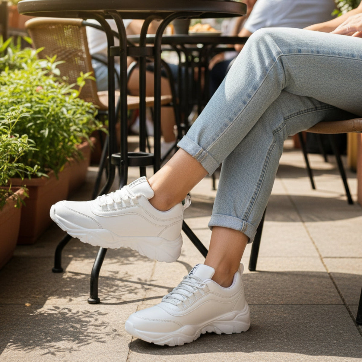 Hirolas Lightweight Chunky Sports Shoes for women - White