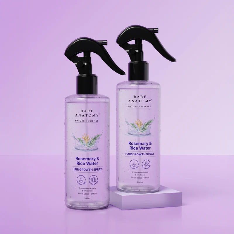 Bare Anatomy Rosemary & Rice Water Hair Growth Spray - 200 ml - Pack of 2