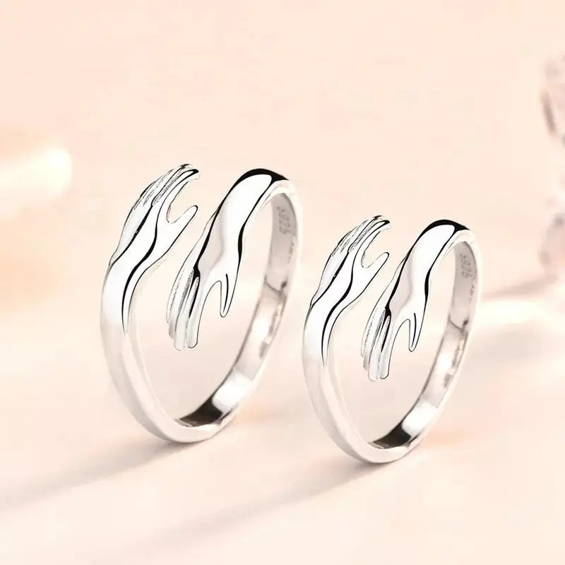 Salty Silver Hug Promise Ring - Adjustable - Anti Tarnish