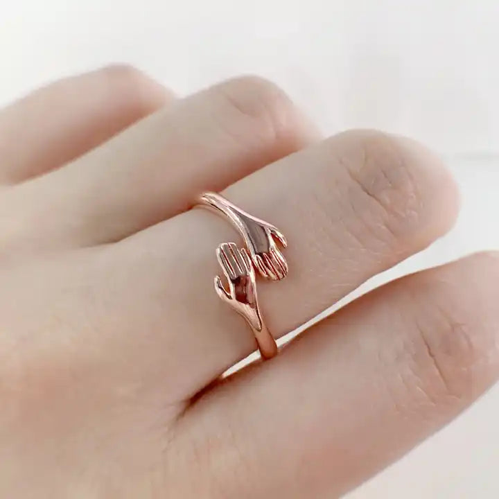 Salty Rose Gold Hug Promise Ring - Adjustable - Anti Tarnish
