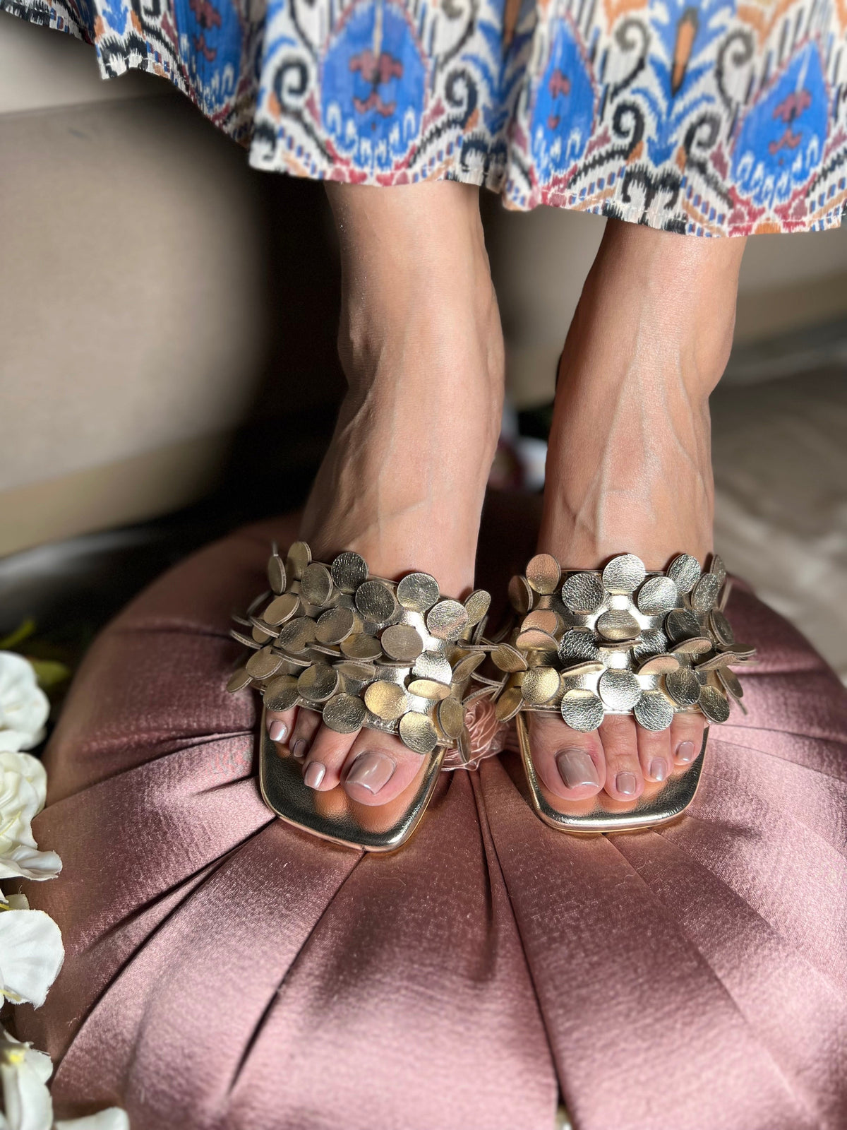Sandal Stories Classy Champagne Gold Block Heels - 2 Inches