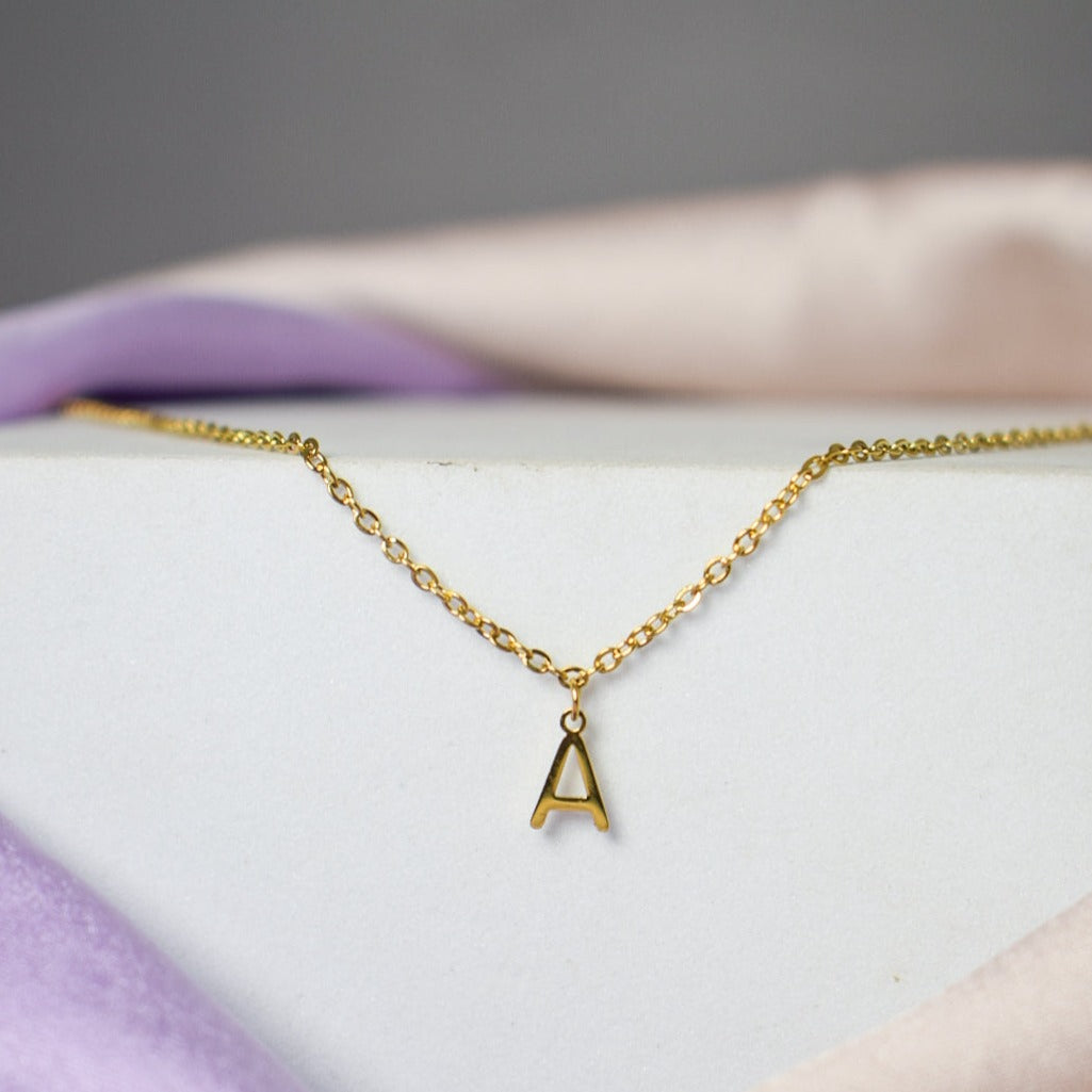 Salty 18K Gold Plated Personalized Initial Necklace
