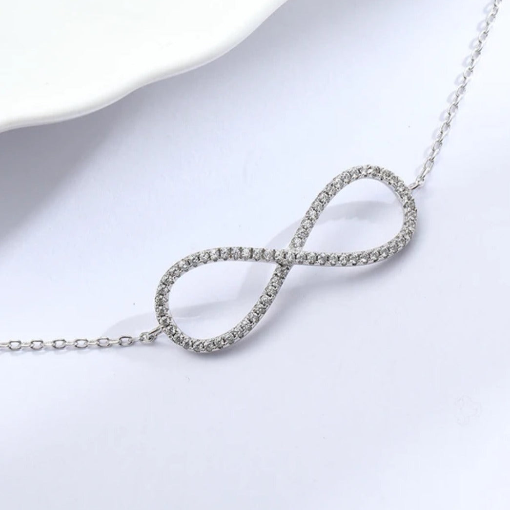 Salty Infinity Love Silver Crystal Necklace
