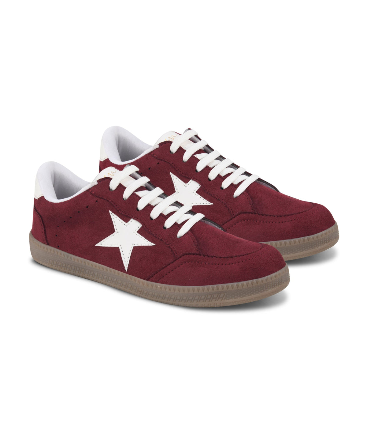 JM Looks Vintage Inspired Star Sneakers for Women: Suede Lace-Up Shoes with Gum Sole