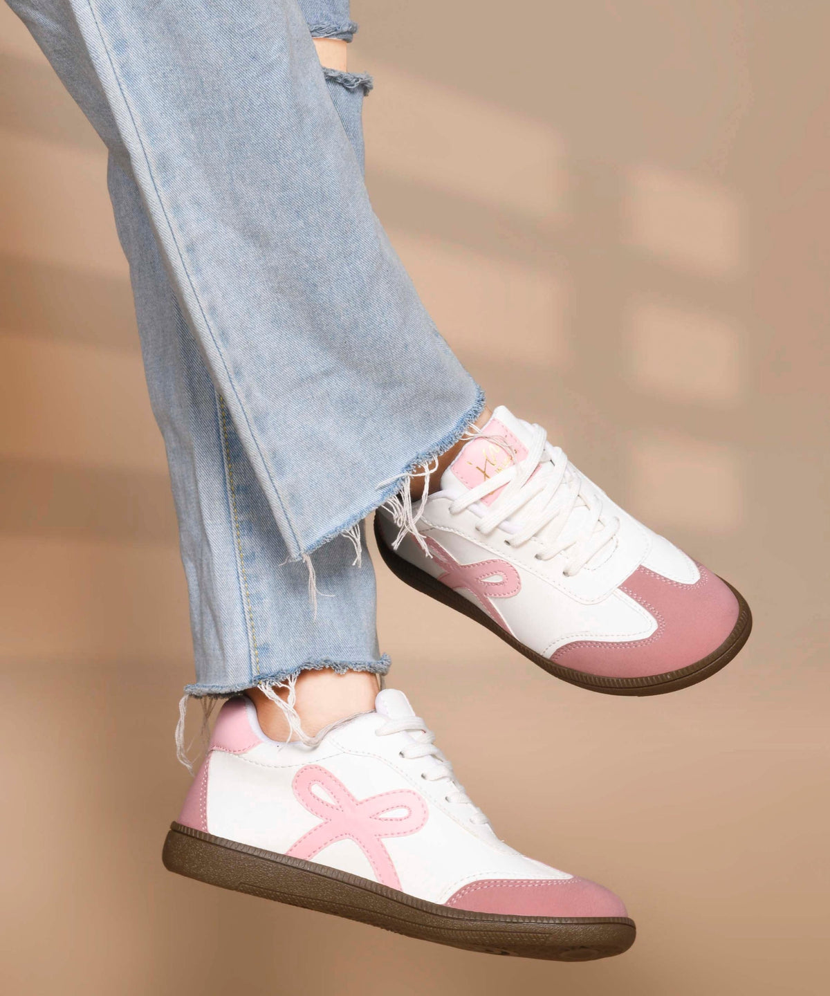 JM Looks Women's Sneakers Lace-Up Casual Sneakers for Girls, Bow Ribbon Design