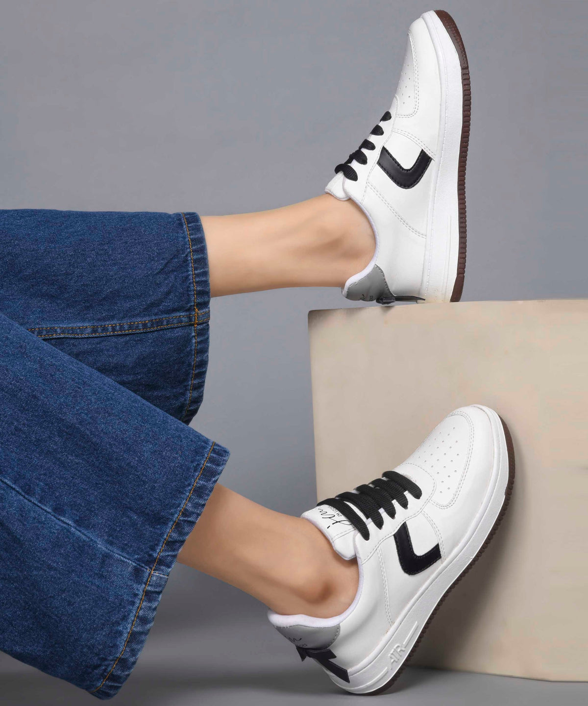 JM Looks Women's Low Top Lace-Up Bow Casual Sneakers with Perforated Detailing