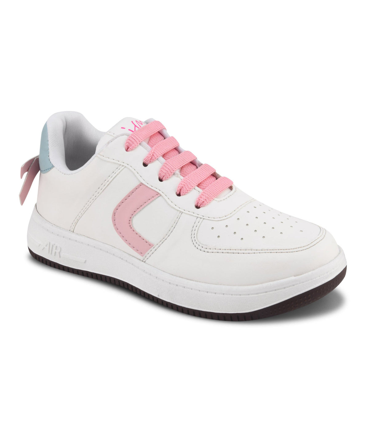 JM Looks Women's Low Top Lace-Up Bow Casual Sneakers with Perforated Detailing
