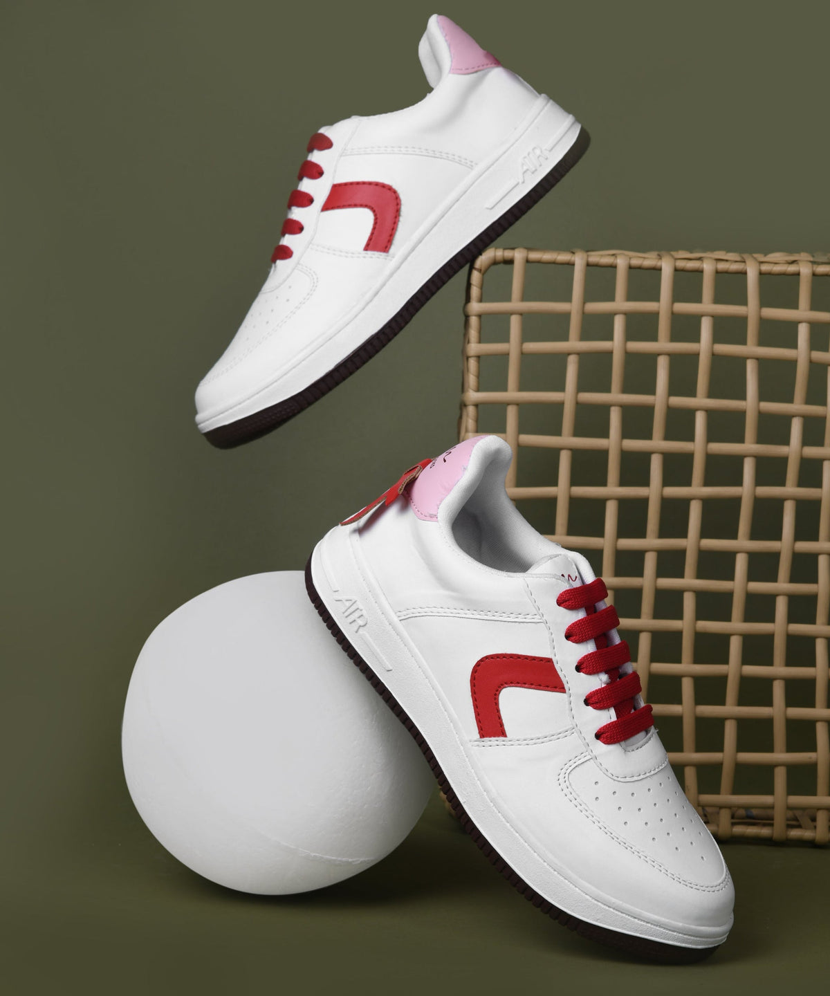 JM Looks Women's Low Top Lace-Up Bow Casual Sneakers with Perforated Detailing