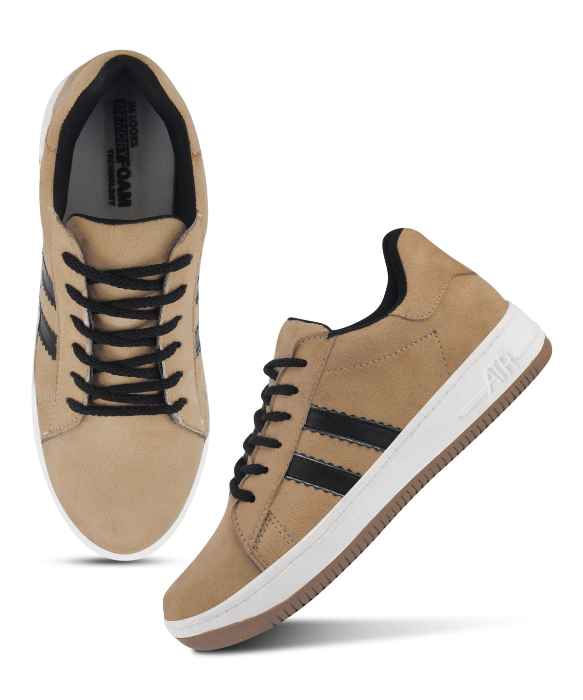 JM Looks Minimal Suede Low-Top Sneakers with soft gum Sole & Contrast Side Stripes
