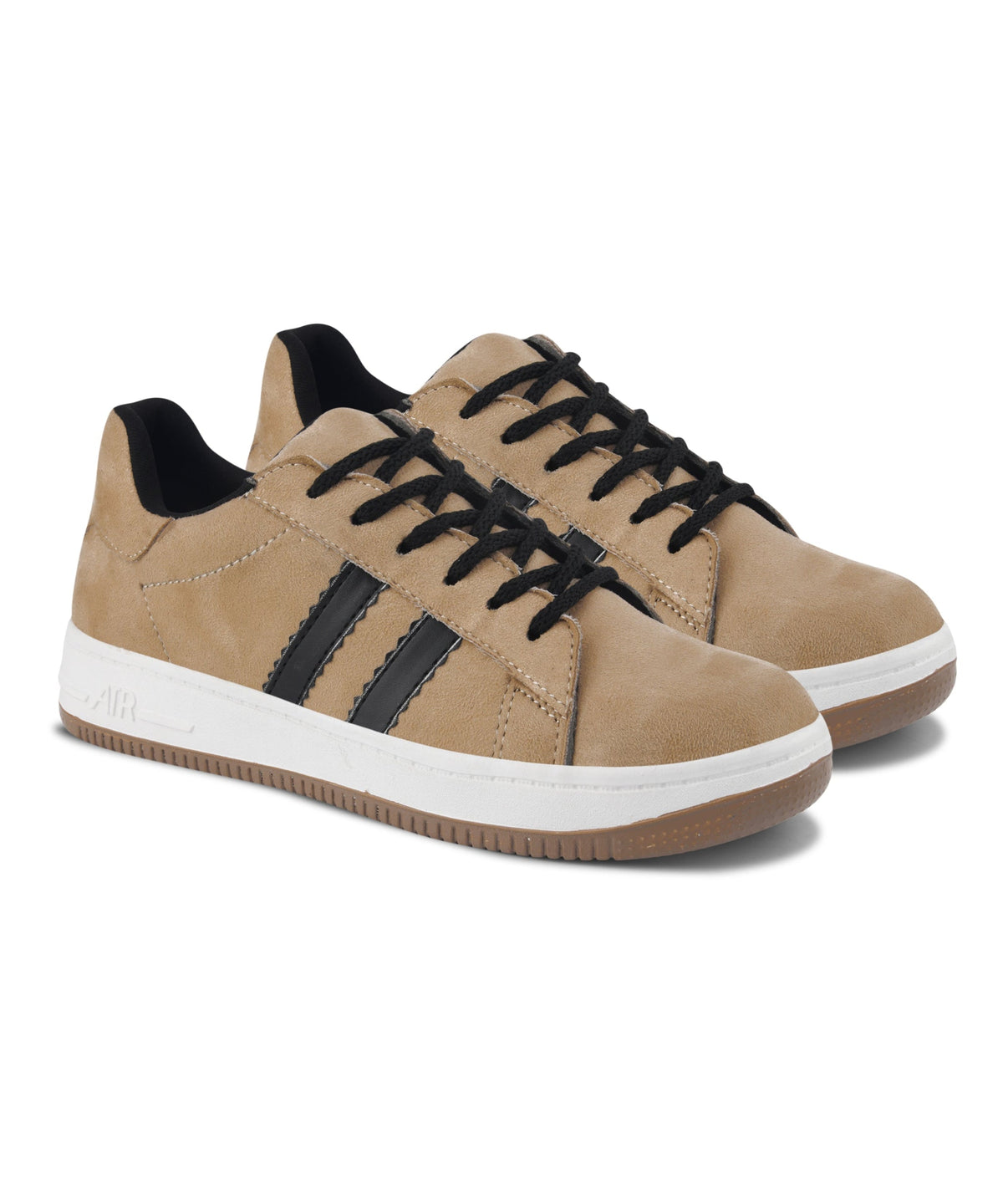JM Looks Minimal Suede Low-Top Sneakers with soft gum Sole & Contrast Side Stripes