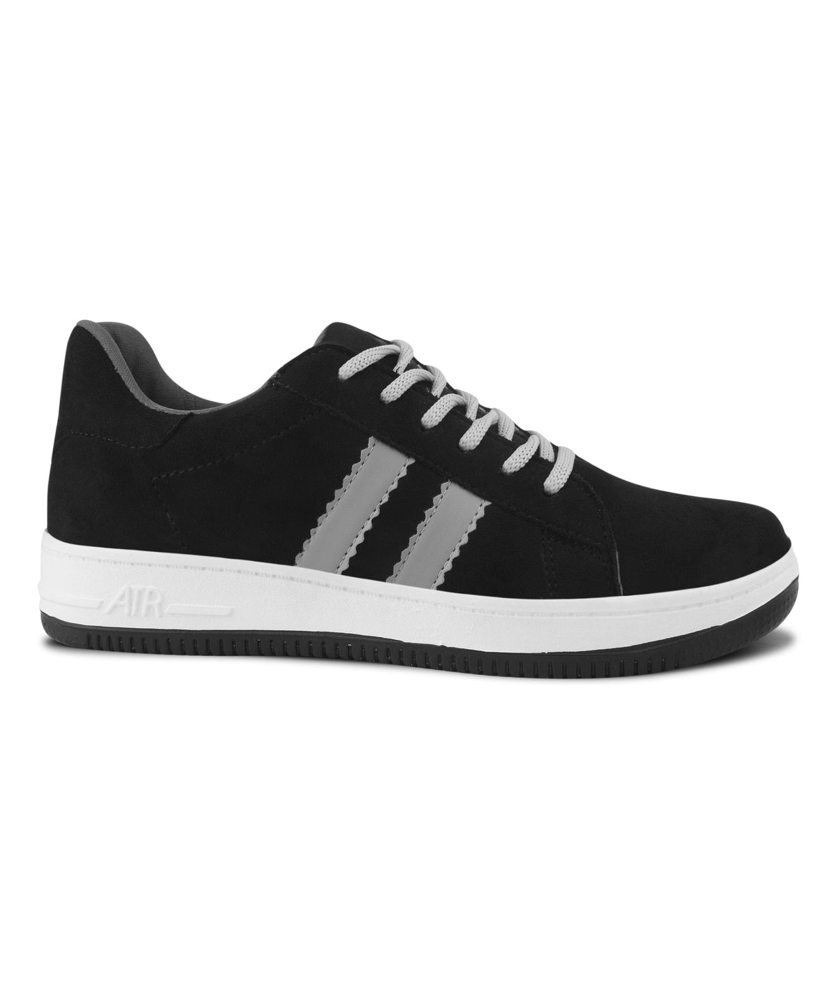 JM Looks Minimal Suede Low-Top Sneakers with soft gum Sole & Contrast Side Stripes