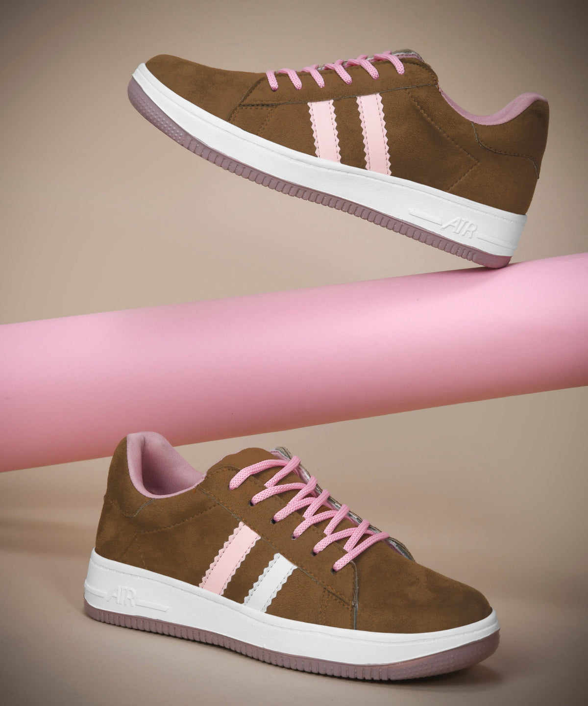 JM Looks Minimal Suede Low-Top Sneakers with soft gum Sole & Contrast Side Stripes