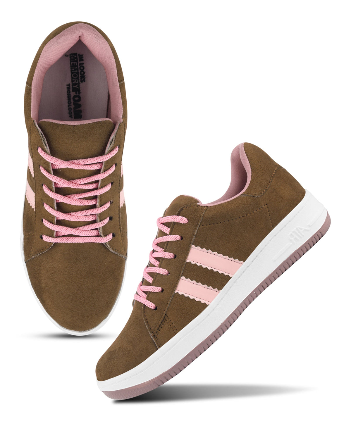 JM Looks Minimal Suede Low-Top Sneakers with soft gum Sole & Contrast Side Stripes