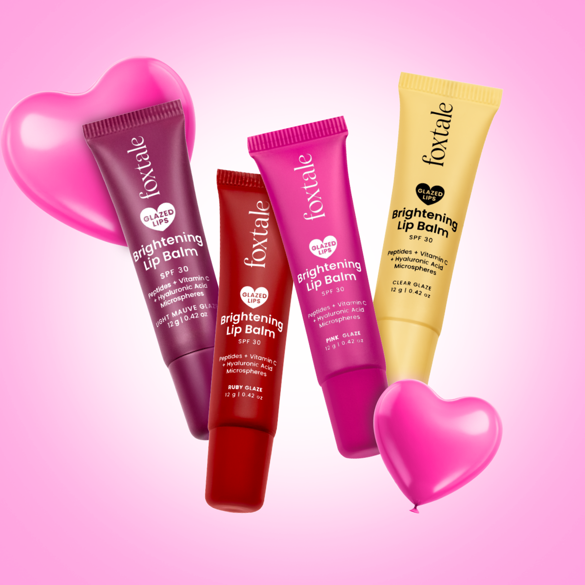 Foxtale Brightening Lip Balm with Pouch - Kit of 4 (Glaze Kit)