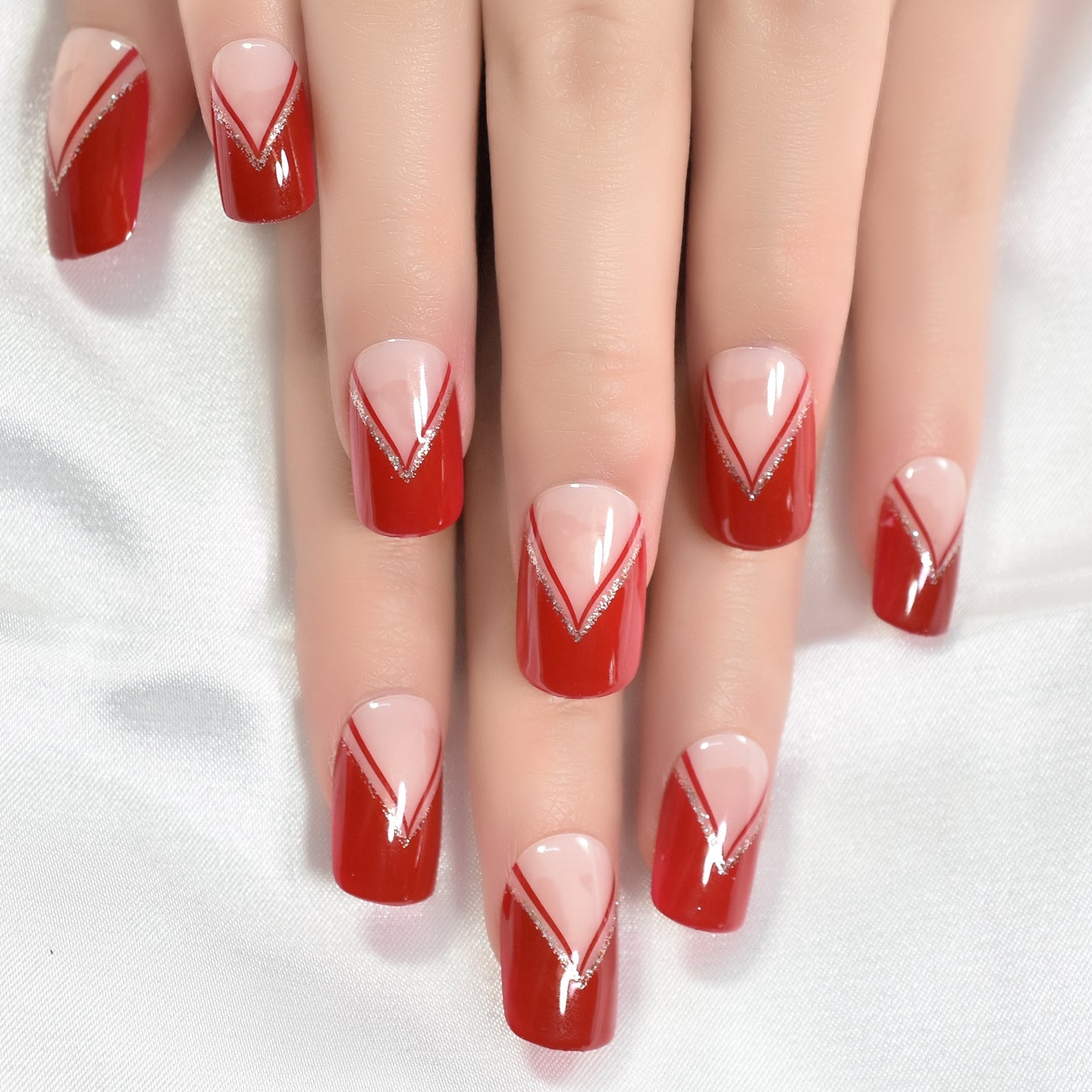 Gush Beauty Red Edge Press-On Nails (Medium Square)