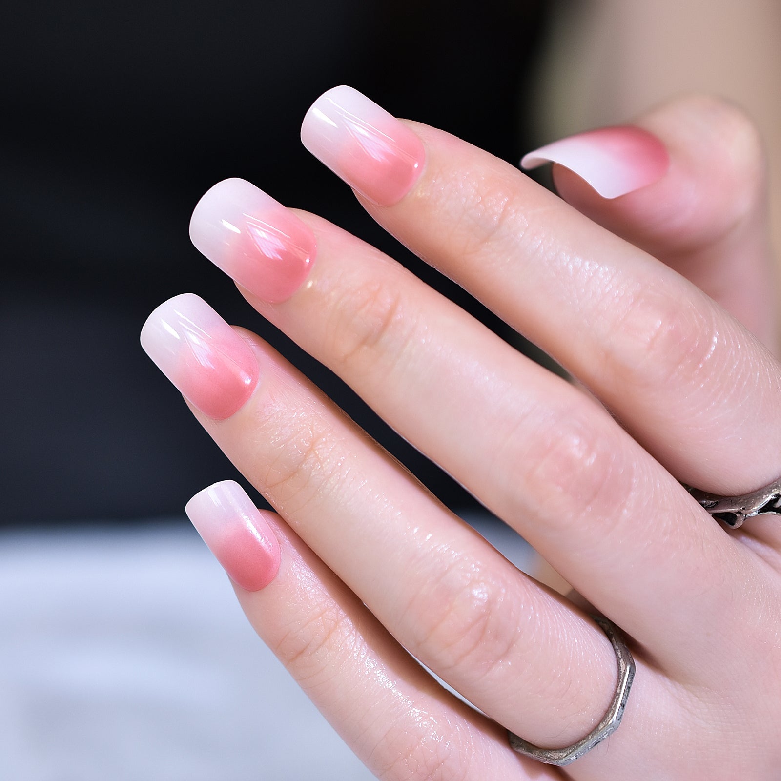 Gush Beauty Ombre Red - Medium Square Press-On Nails