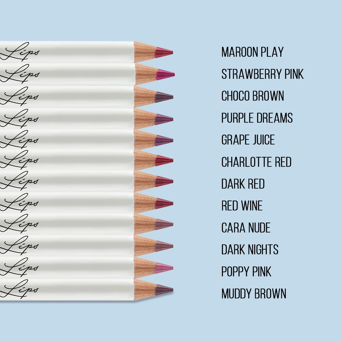 Glam21 Loaded Lips Matte Lip Liner 12 Pieces Box