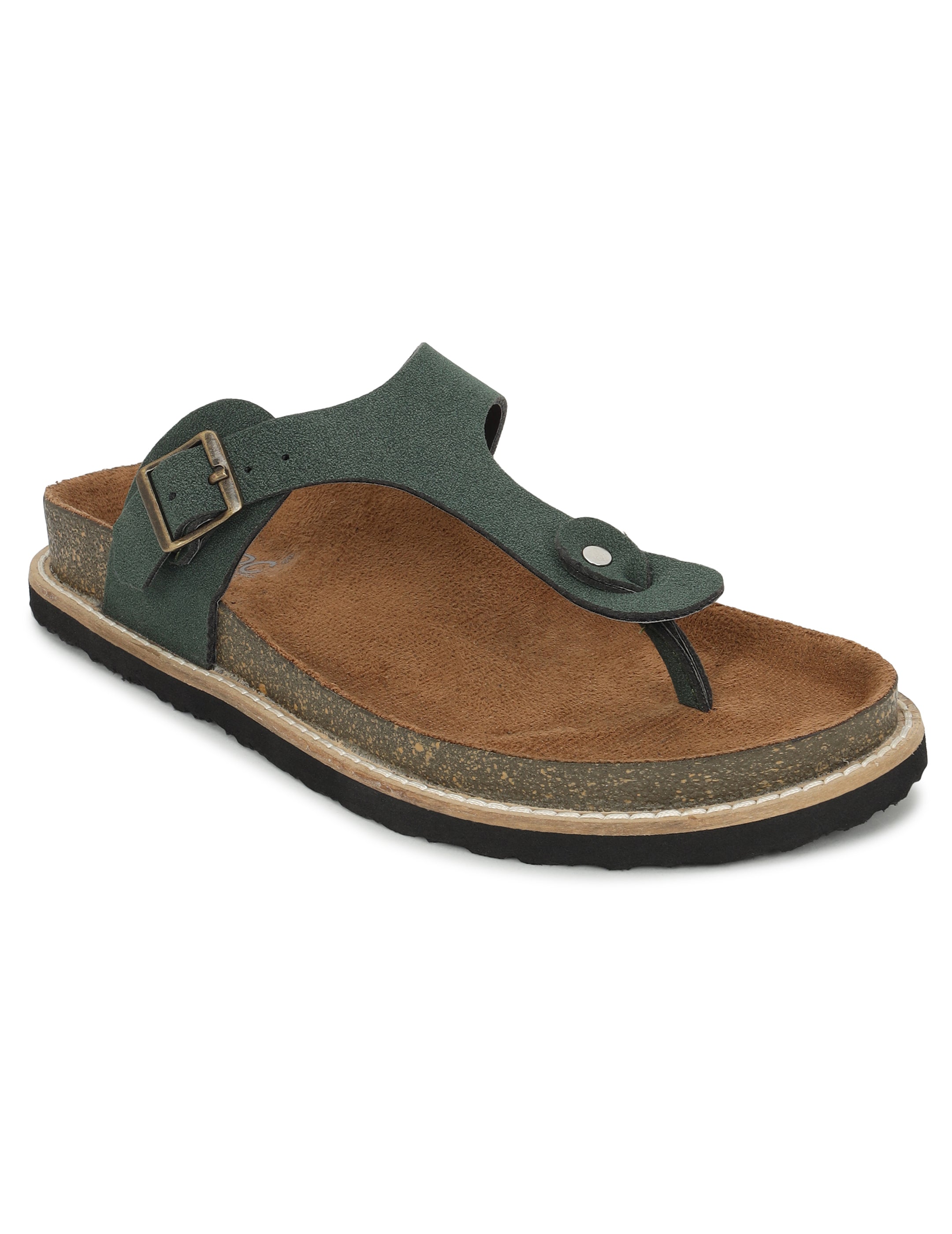 LYDC Olive Suede Sandals For Women Welt-Crafted T-Strap Sandals - Olive Suede