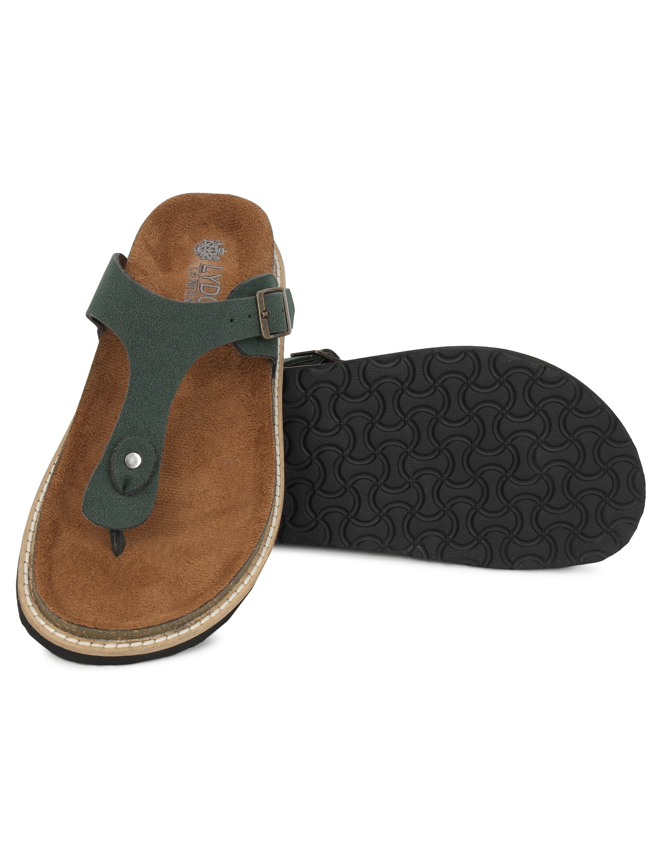LYDC Olive Suede Sandals For Women Welt-Crafted T-Strap Sandals - Olive Suede