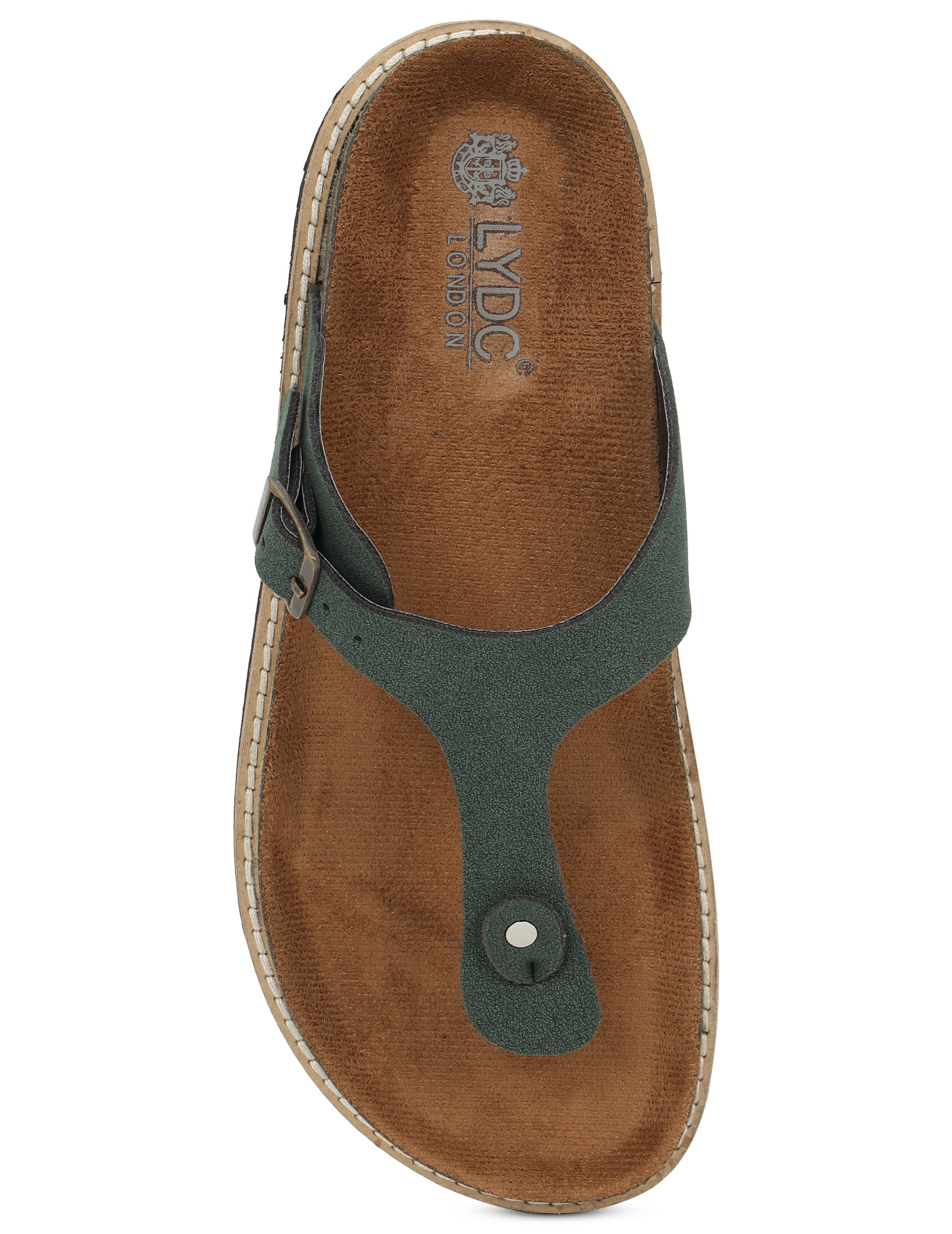 LYDC Olive Suede Sandals For Women Welt-Crafted T-Strap Sandals - Olive Suede