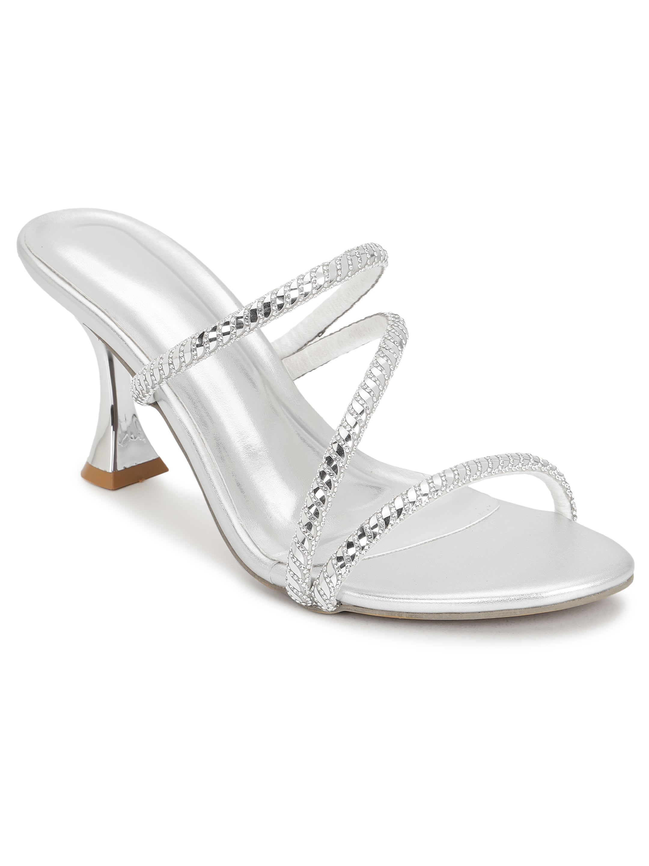 LYDC London - Silver Kitten Heels Sandals for women - Silver