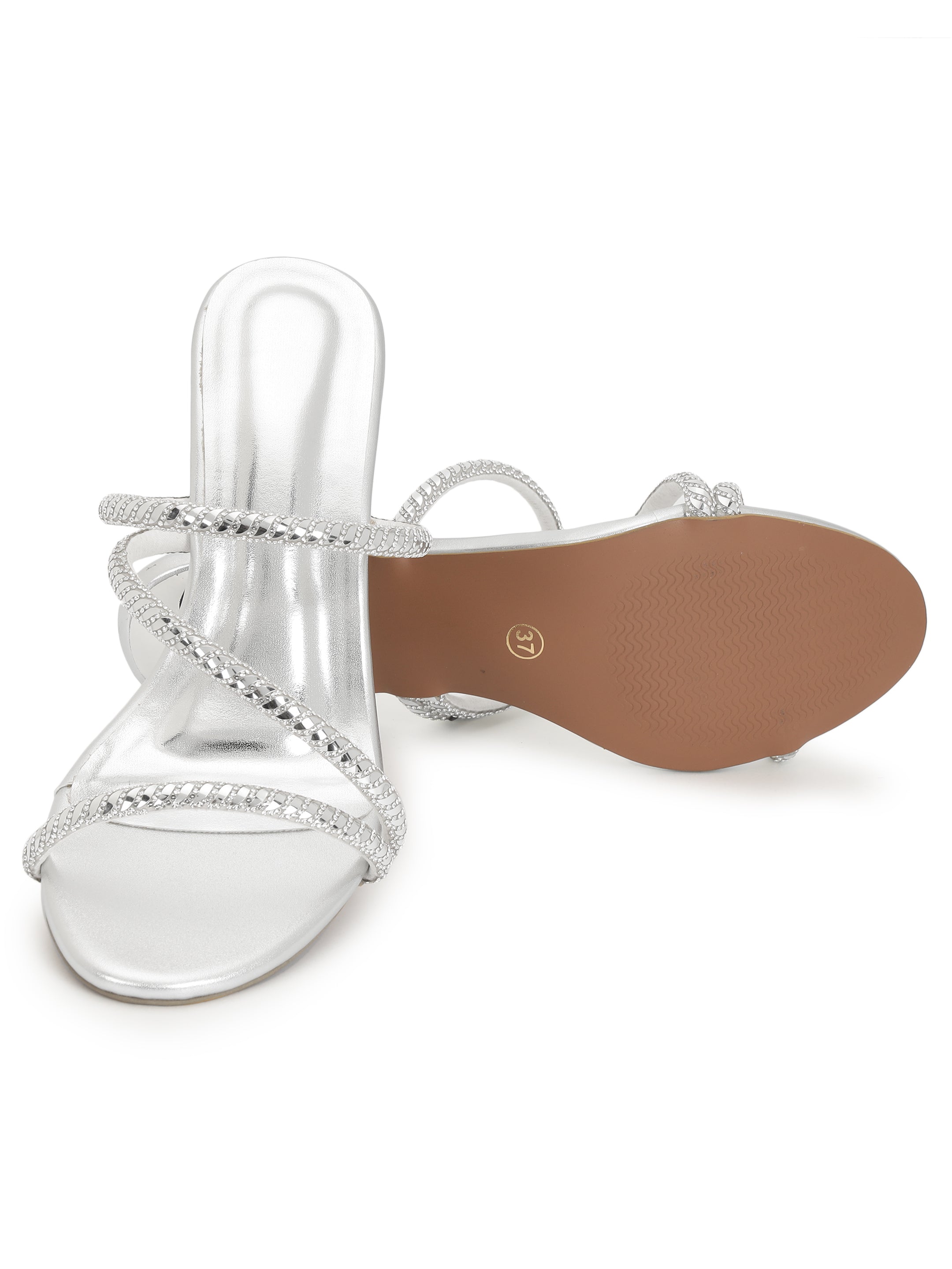 LYDC London - Silver Kitten Heels Sandals for women - Silver
