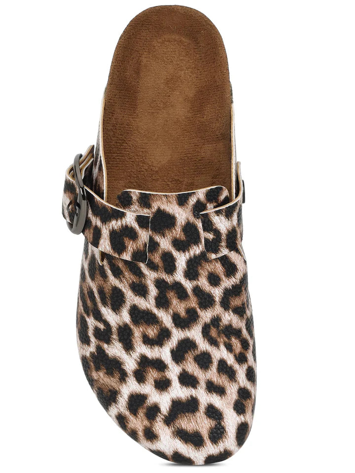 LYDC Brixton Leopard Print Clogs Sandals for Women - Leopard Print
